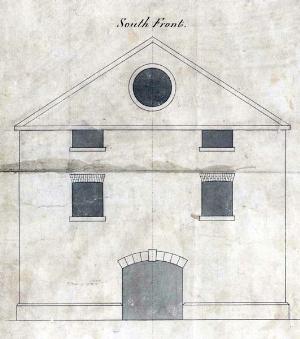 Drawing showing the elevation of Cardington Mill in 1779